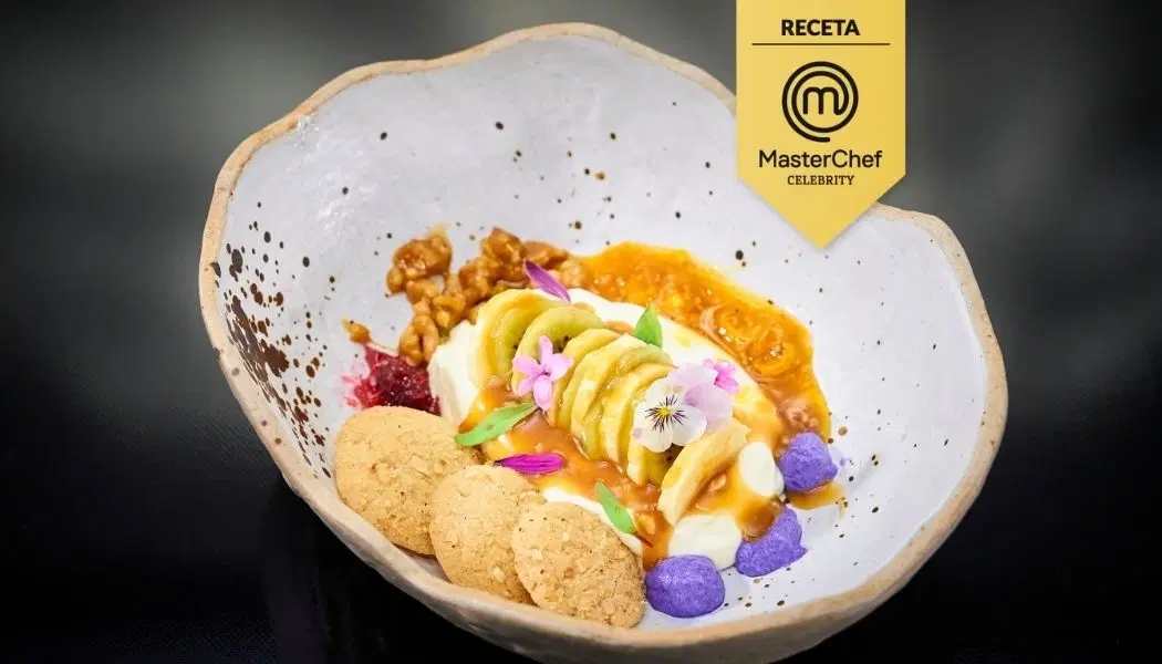 Receta banana split con galleta.  