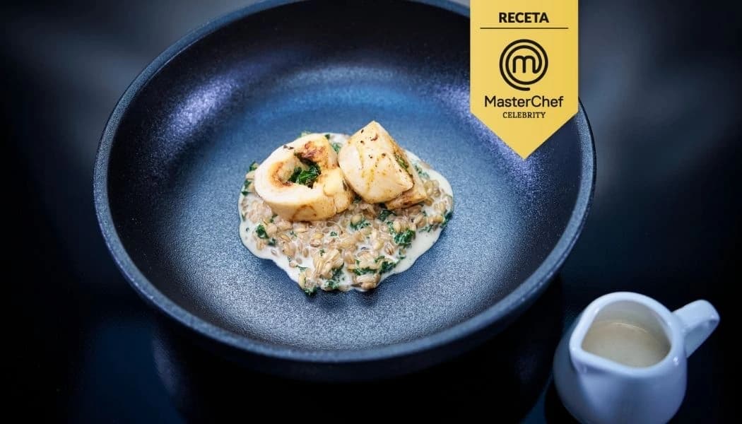 Receta pollo relleno con risotto de cebada.